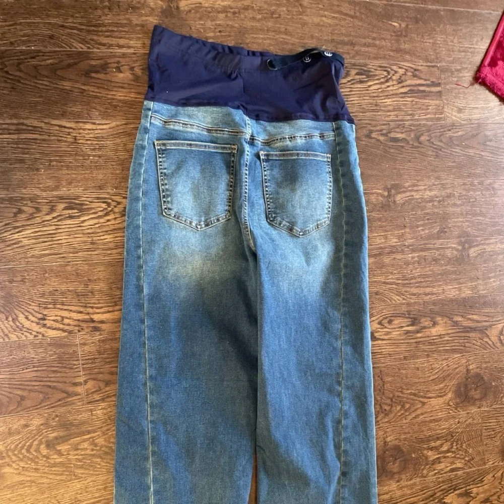 Maternity Blue Denim Wide Leg Jeans - Picture 2 of 5